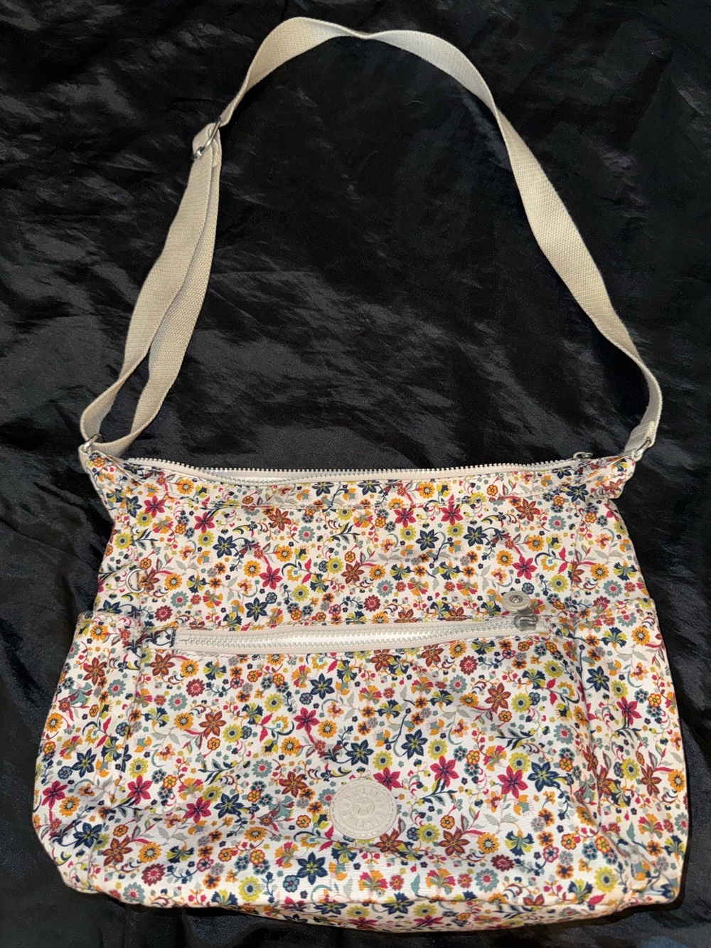 Kipling Multicolor Floral Print Crossbody Shoulder Bag Adjustable Strap Pockets